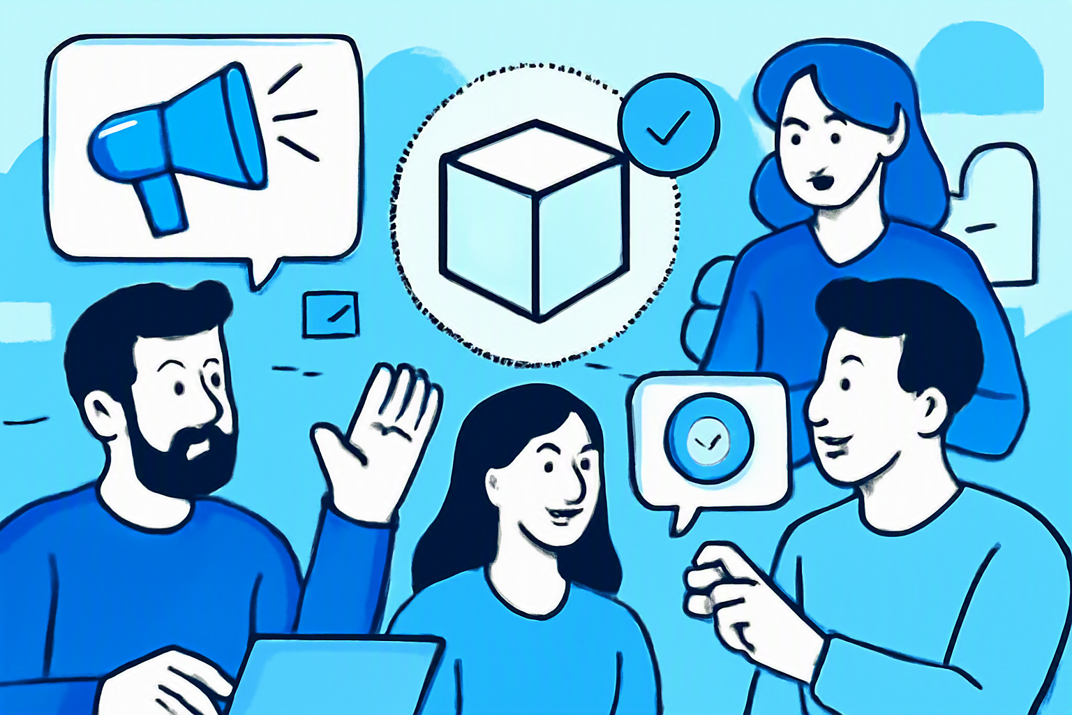 A vibrant representation of community engagement in digital marketing, showcasing connection over advertisement amidst users supporting each other in product discussions.