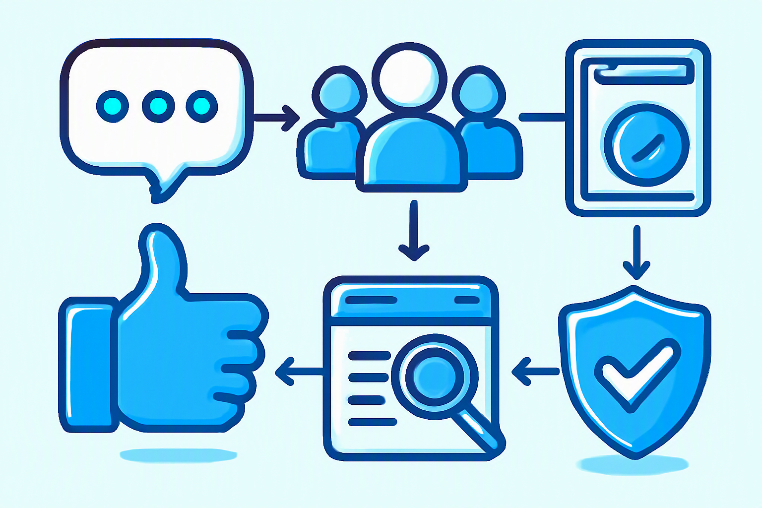 Flowchart visualizing the steps from community engagement to achieving organic traction and brand trust.